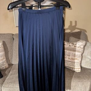 J. Crew Navy Pleated Midi Skirt